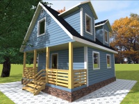 Каркасный дом 6х8 | Одноэтажные с мансардой деревянные дома и коттеджи с террасой